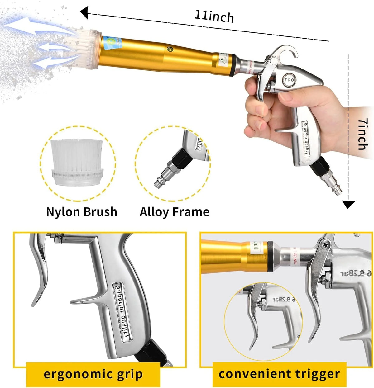 Pistolet souffleur à air pour nettoyage automobile – embout de précision Prendre Soin de son Auto