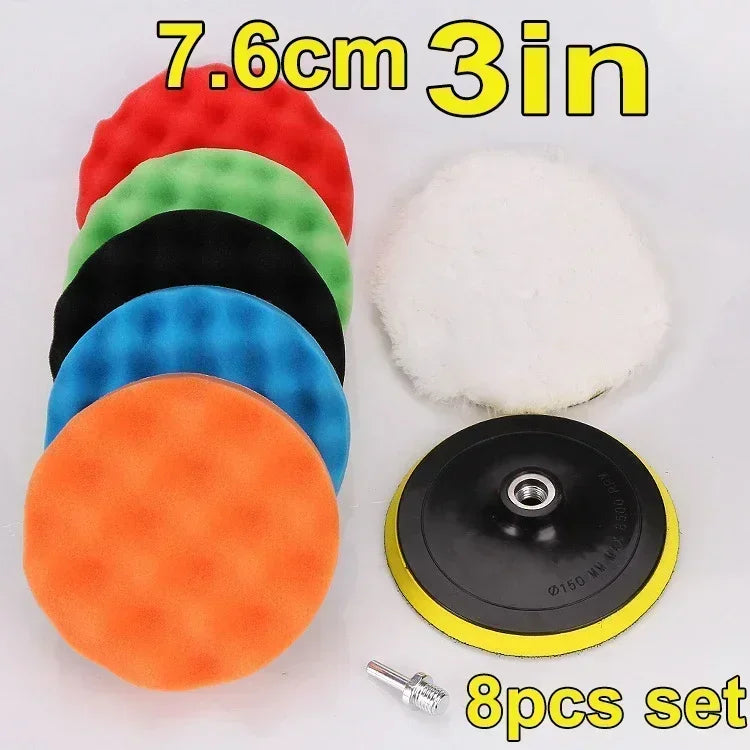 Kit 8 tampons mousse de polissage – 3 à 7 pouces Prendre Soin de son Auto