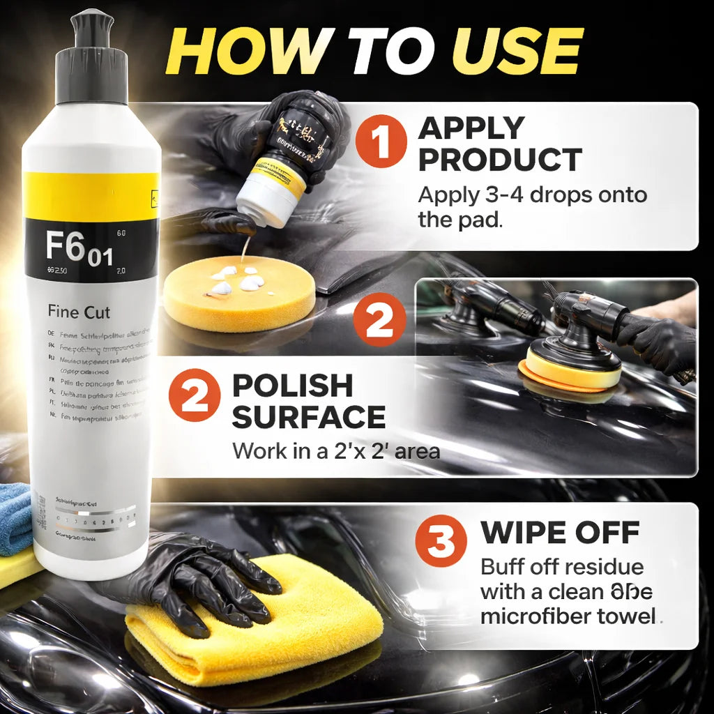 Fine Cut F6.01 Polish Compound 250ml– Professional Car Polish, Smooth Finish & Scratch Removal, 250ml Prendre Soin de son Auto
