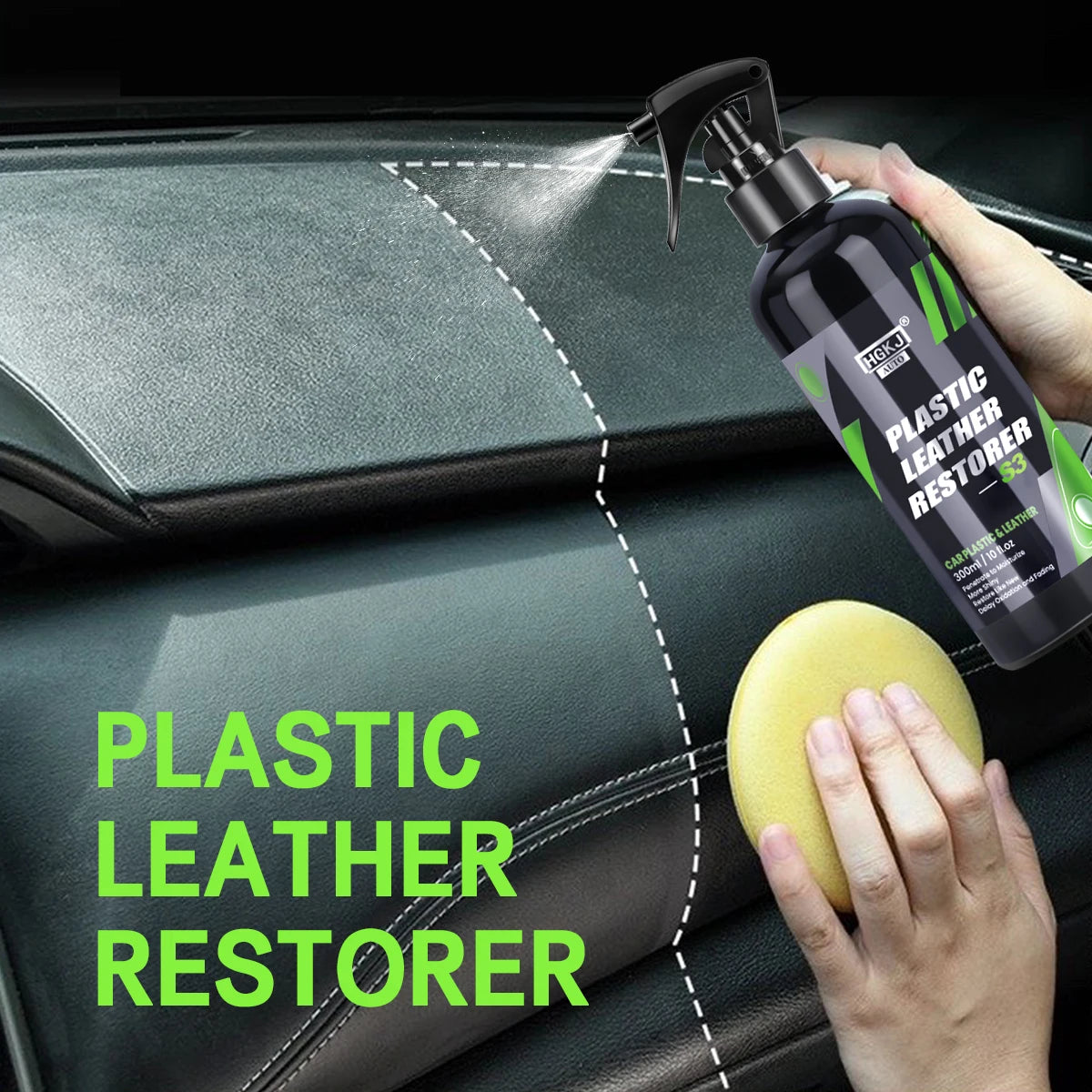 Rénovateur plastiques et caoutchouc effet noir et brillant